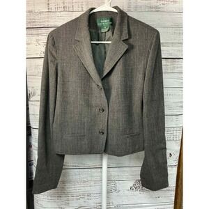 Lauren‎ Ralph Lauren Women's Gray Herringbone Blazer Jacket Size 12